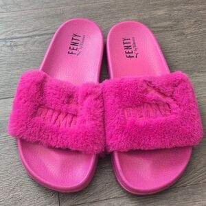 Puma X Fenty By Rihanna Bright Pink Slippers With Dust Bag Lougewear Cozy Sz 40